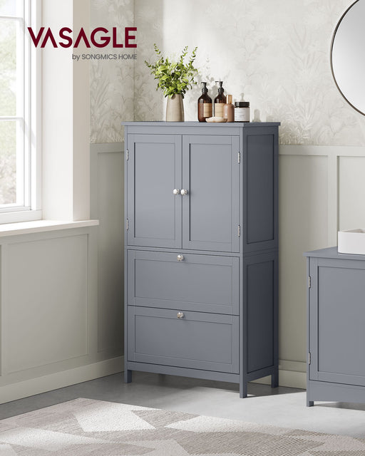 Dove Grey Bathroom Cabinet with Adjustable Shelf 110 cm Tall Storage Unit by Vasagle