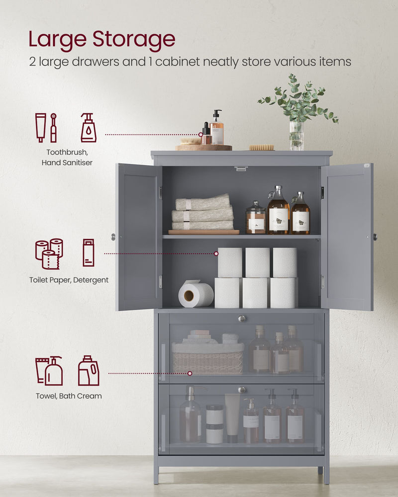 Dove Grey Bathroom Cabinet with Adjustable Shelf 110 cm Tall Storage Unit by Vasagle