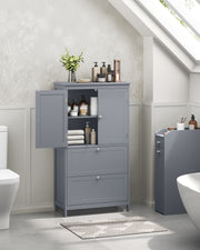 Dove Grey Bathroom Cabinet with Adjustable Shelf 110 cm Tall Storage Unit by Vasagle