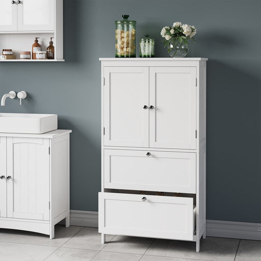 Freestanding Bathroom Storage Cabinet with Drawers Doors and Adjustable Shelf by Vasagle