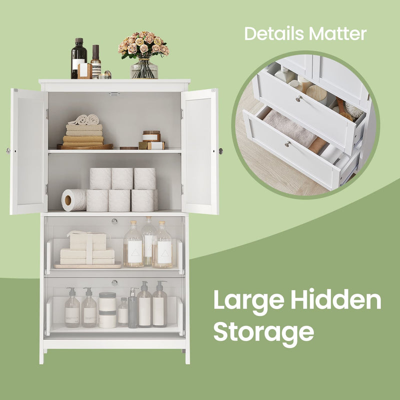 Freestanding Bathroom Storage Cabinet with Drawers Doors and Adjustable Shelf by Vasagle