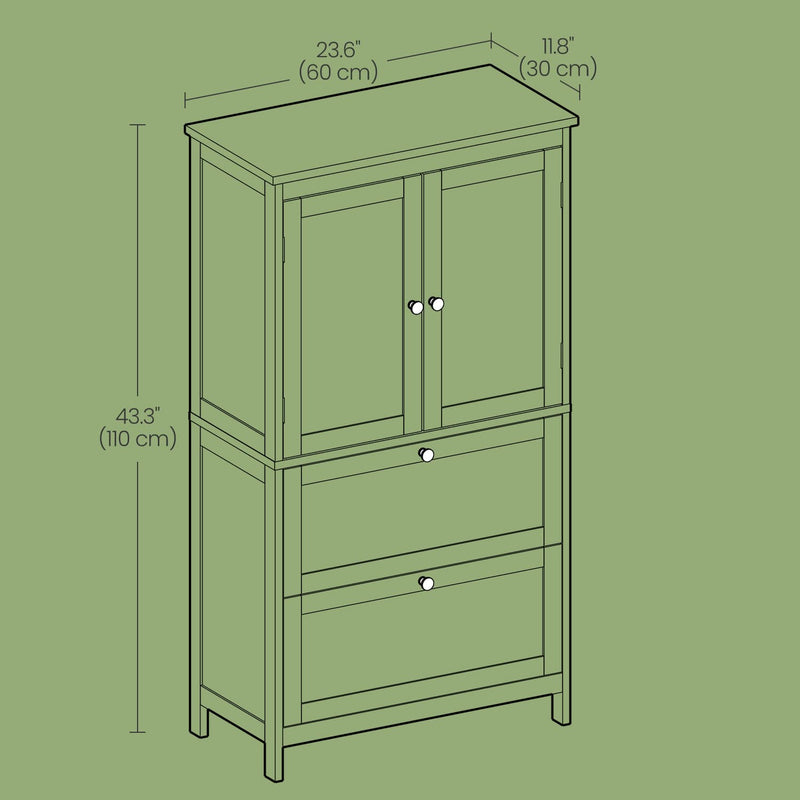 Freestanding Bathroom Storage Cabinet with Drawers Doors and Adjustable Shelf by Vasagle