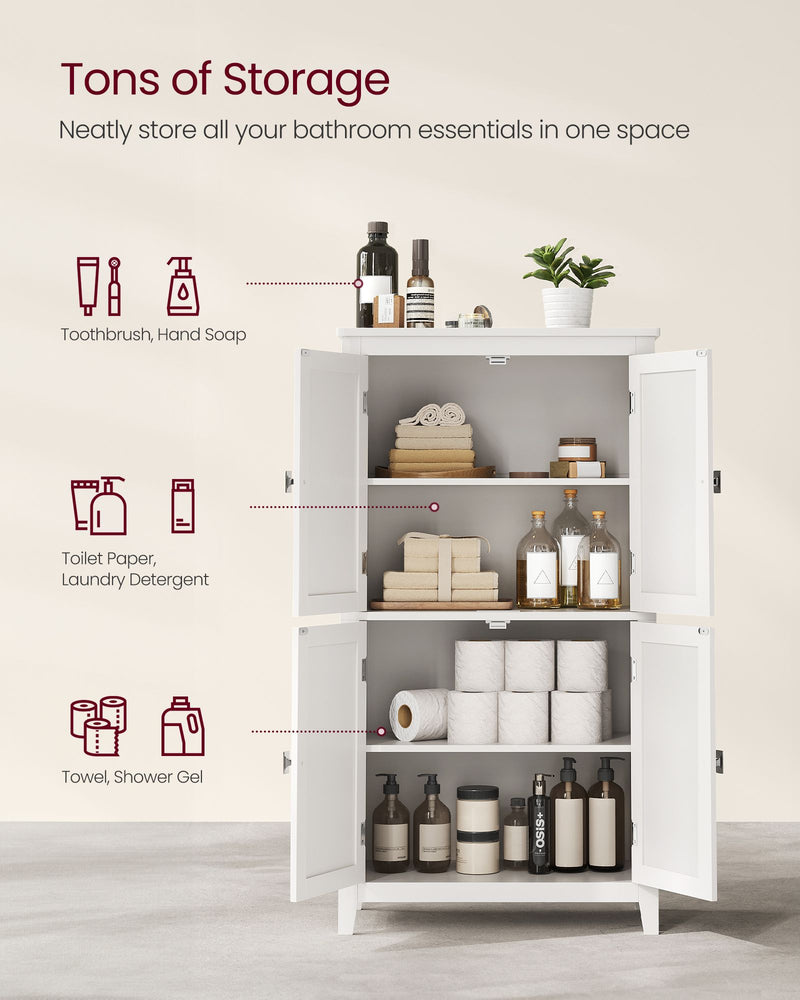 Freestanding Storage Cabinet with 4 Doors and Adjustable Shelves for Home Organisation by Vasagle