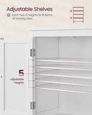 Freestanding Storage Cabinet with 4 Doors and Adjustable Shelves for Home Organisation by Vasagle