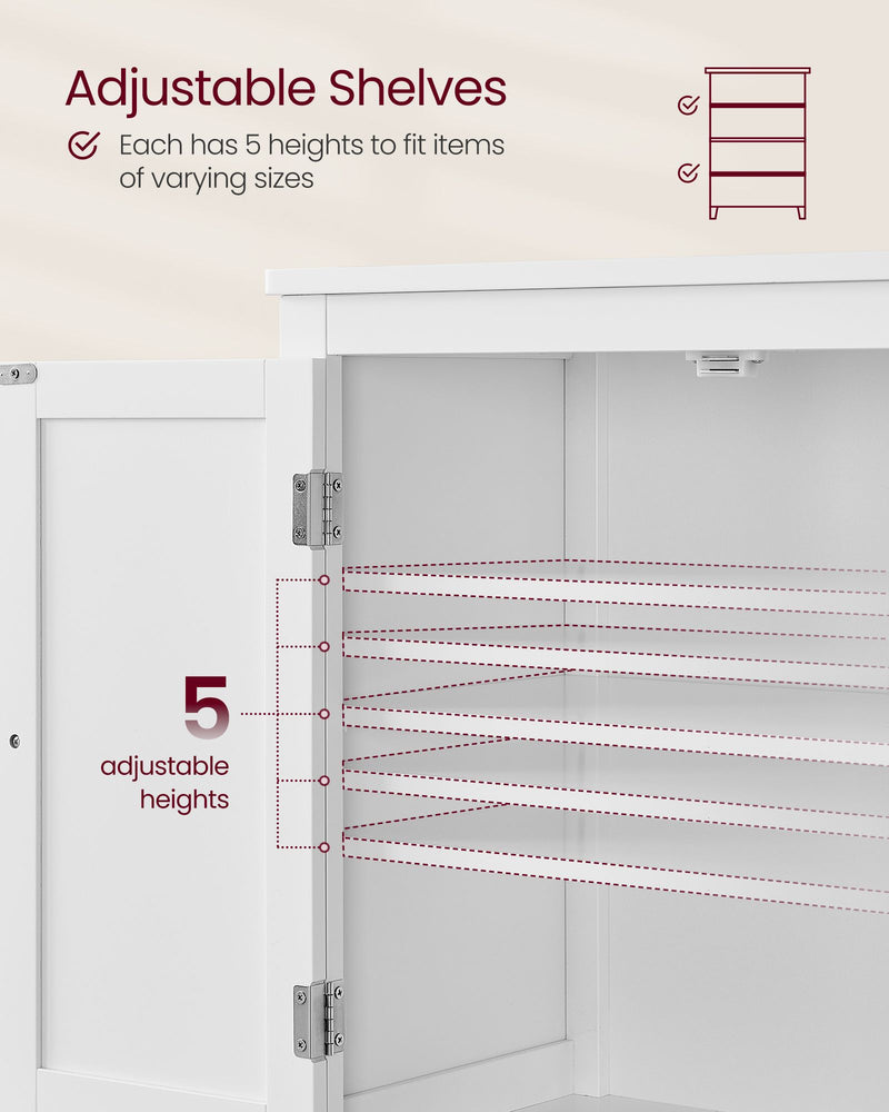 Freestanding Storage Cabinet with 4 Doors and Adjustable Shelves for Home Organisation by Vasagle