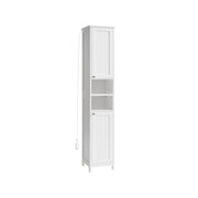 Slim White Bathroom Cabinet with LED Lighting and Storage Shelves by Vasagle