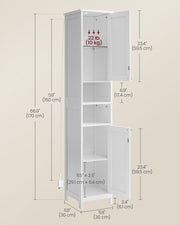 Slim White Bathroom Cabinet with LED Lighting and Storage Shelves by Vasagle