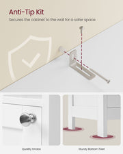 Slim White Bathroom Cabinet with LED Lighting and Storage Shelves by Vasagle