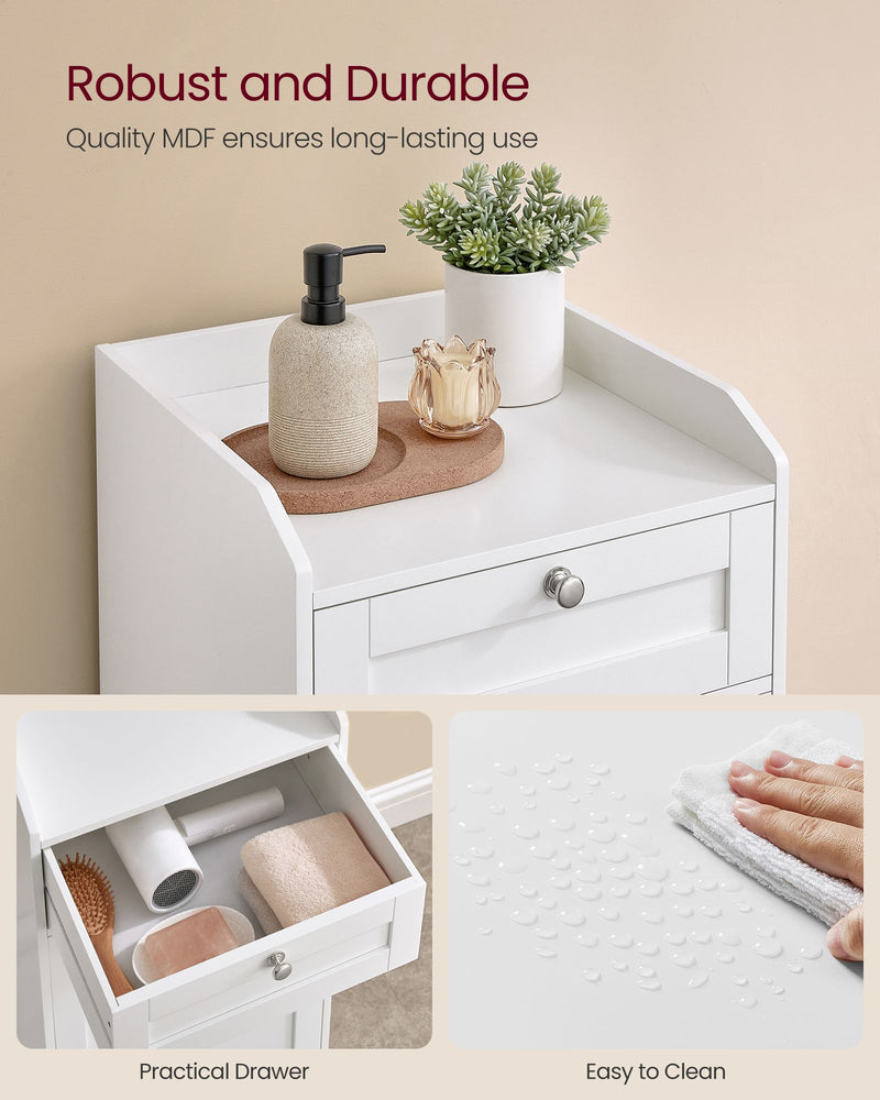 Bathroom Storage Cabinet with Drawer and Built In Laundry Hamper for Small Spaces by Vasagle