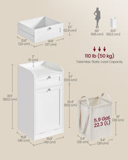 Bathroom Storage Cabinet with Drawer and Built In Laundry Hamper for Small Spaces by Vasagle