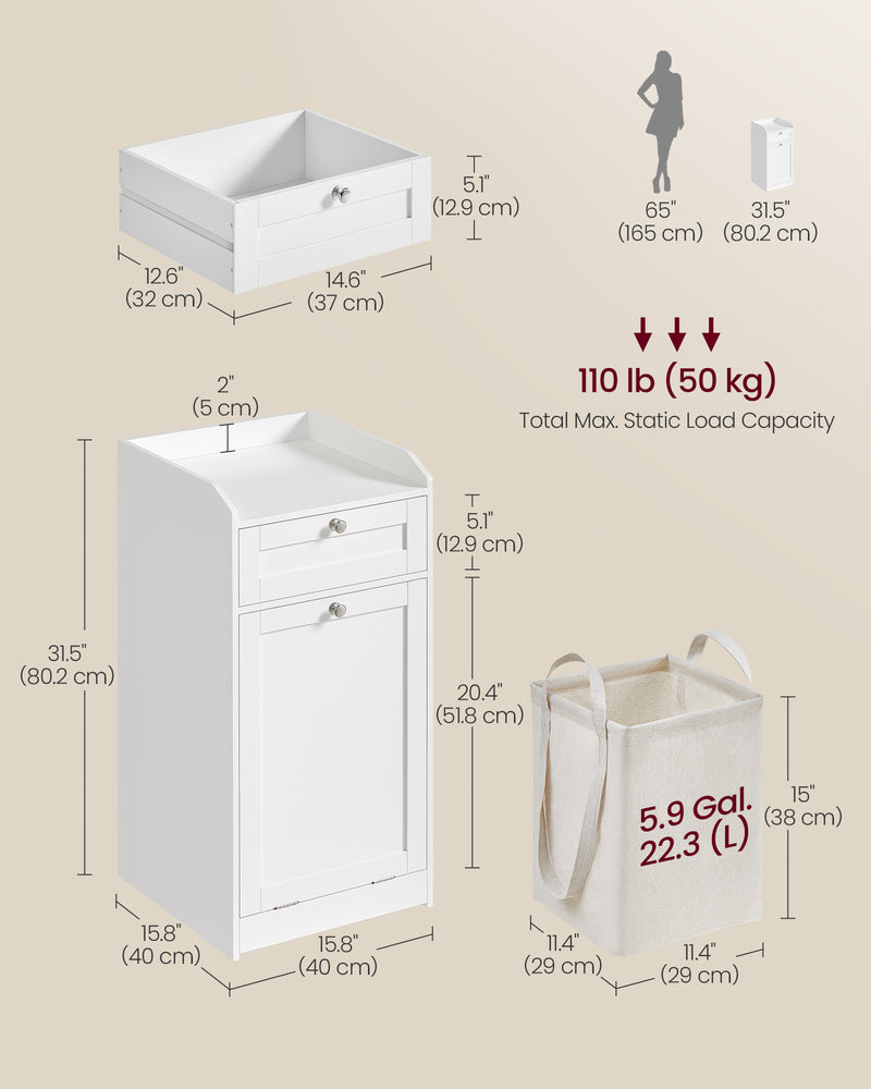 Bathroom Storage Cabinet with Drawer and Built In Laundry Hamper for Small Spaces by Vasagle