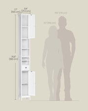Slim Freestanding Bathroom Cabinet with Drawer and Adjustable Shelves in Cloud White by Vasagle