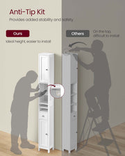 Slim Freestanding Bathroom Cabinet with Drawer and Adjustable Shelves in Cloud White by Vasagle