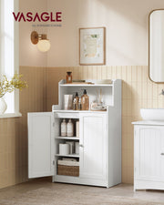 White Bathroom Storage Cabinet with Double Doors and Adjustable Shelf by Vasagle