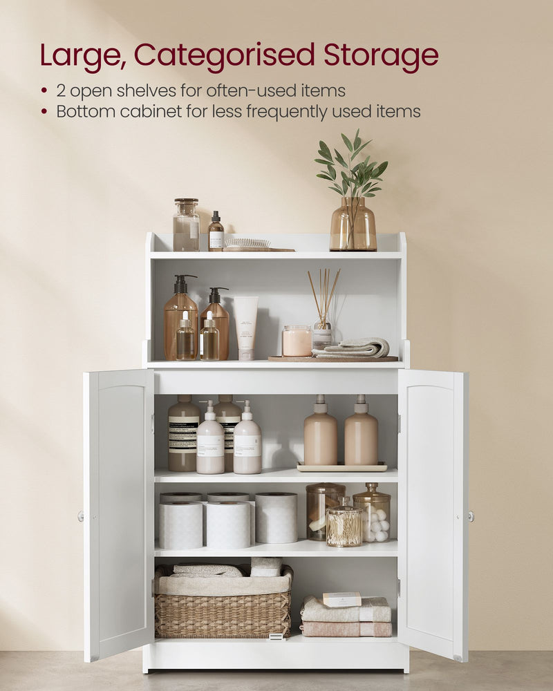 White Bathroom Storage Cabinet with Double Doors and Adjustable Shelf by Vasagle