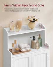 White Bathroom Storage Cabinet with Double Doors and Adjustable Shelf by Vasagle