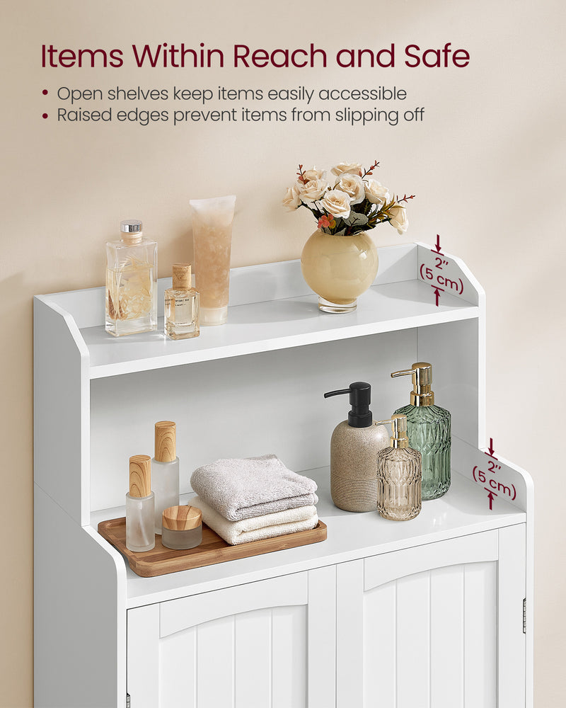 White Bathroom Storage Cabinet with Double Doors and Adjustable Shelf by Vasagle