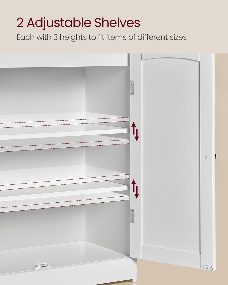 White Bathroom Storage Cabinet with Double Doors and Adjustable Shelf by Vasagle