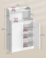 White Bathroom Storage Cabinet with Double Doors and Adjustable Shelf by Vasagle