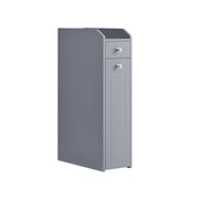 Grey Slim Freestanding Bathroom Cabinet with Storage Drawers for Small Spaces by Vasagle 40 x 18 x 70 cm
