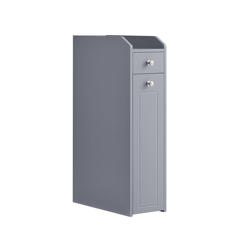 Grey Slim Freestanding Bathroom Cabinet with Storage Drawers for Small Spaces by Vasagle 40 x 18 x 70 cm