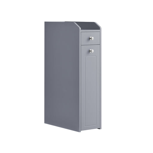 Grey Slim Freestanding Bathroom Cabinet with Storage Drawers for Small Spaces by Vasagle 40 x 18 x 70 cm