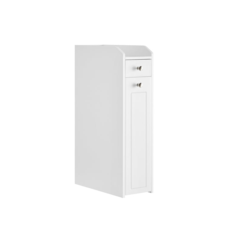 Slim White Bathroom Storage Cabinet with Shelves for Small Spaces by Vasagle