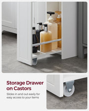 Slim White Bathroom Storage Cabinet with Shelves for Small Spaces by Vasagle