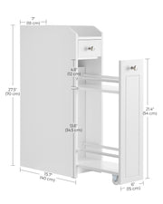 Slim White Bathroom Storage Cabinet with Shelves for Small Spaces by Vasagle