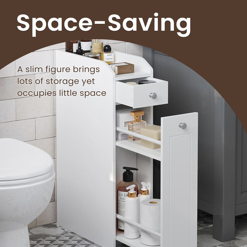 Slim Bathroom Storage Cabinet with Shelves for Small Spaces and Toiletries by Vasagle