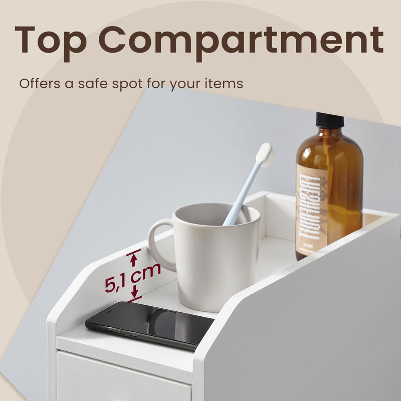 Slim Bathroom Storage Cabinet with Shelves for Small Spaces and Toiletries by Vasagle