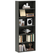 Black 6 Shelf Wooden Bookcase Freestanding Storage Unit For Home Or Office by Homcom