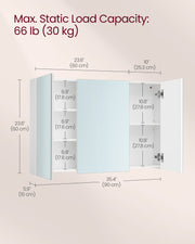 White Wall Cabinet with Mirror and Adjustable Shelf for Bathroom Storage by Vasagle