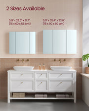 White Wall Cabinet with Mirror and Adjustable Shelf for Bathroom Storage by Vasagle