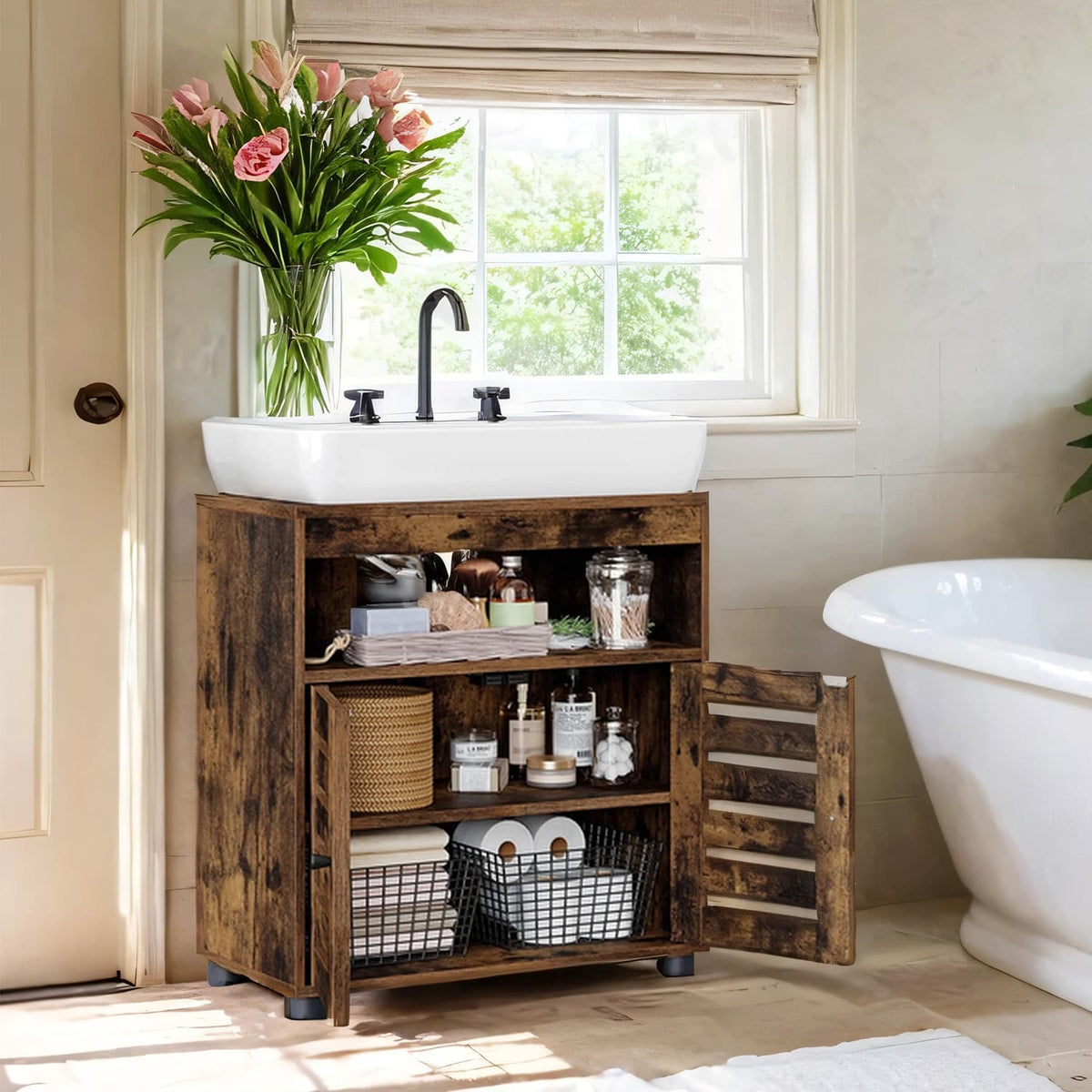 Vasagle Under Sink Bathroom Cabinet With Storage Shelves | Opal Retail