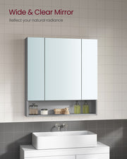 Dove Grey Bathroom Mirror Cabinet Wall Mounted Storage with Shelf and Mirror by Vasagle