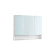 White Bathroom Mirror Cabinet 90 cm Wide with Open Shelves for Storage by Vasagle