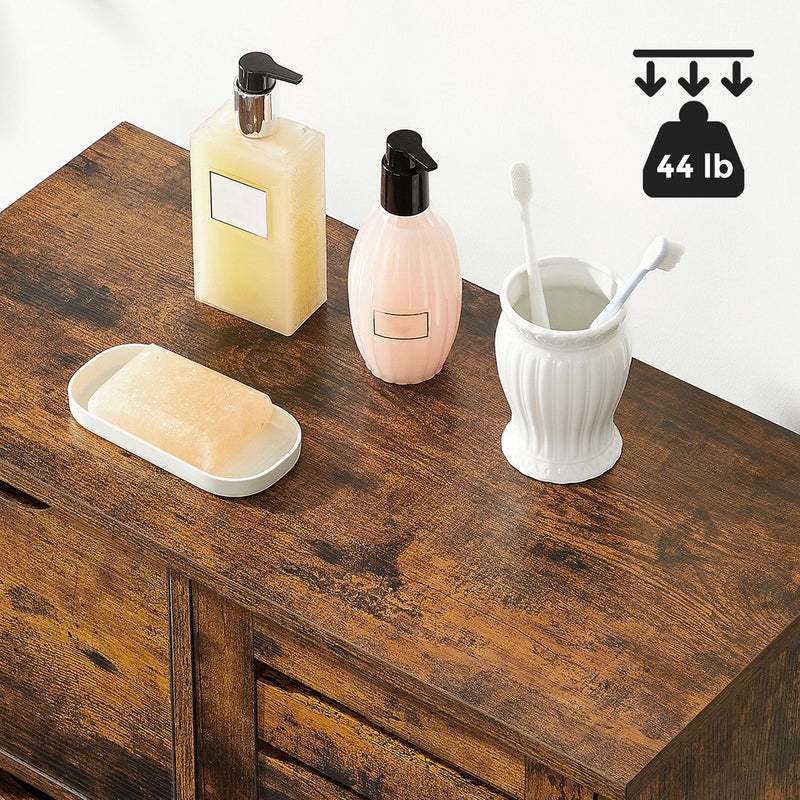 Freestanding Bathroom Floor Cabinet with Adjustable Shelf and Drawer Storage by Vasagle