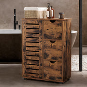 Rustic Brown Bathroom Floor Cabinet with Drawers and Adjustable Shelves for Storage by Vasagle