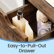 Rustic Brown Bathroom Floor Cabinet with Drawers and Adjustable Shelves for Storage by Vasagle
