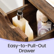 Rustic Brown Bathroom Storage Cabinet with 3 Drawers for Towels and Toiletries by Vasagle