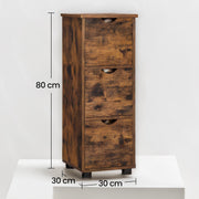 Rustic Brown Bathroom Storage Cabinet with 3 Drawers for Towels and Toiletries by Vasagle