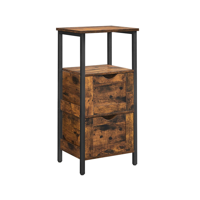 Rustic Brown Bathroom Storage Cabinet with 2 Drawers and Shelves for Organised Space by Vasagle