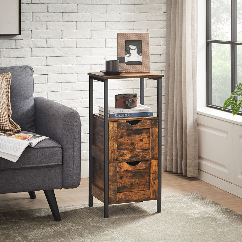 Rustic Brown Bathroom Storage Cabinet with 2 Drawers and Shelves for Organised Space by Vasagle