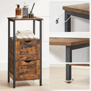 Rustic Brown Bathroom Storage Cabinet with 2 Drawers and Shelves for Organised Space by Vasagle