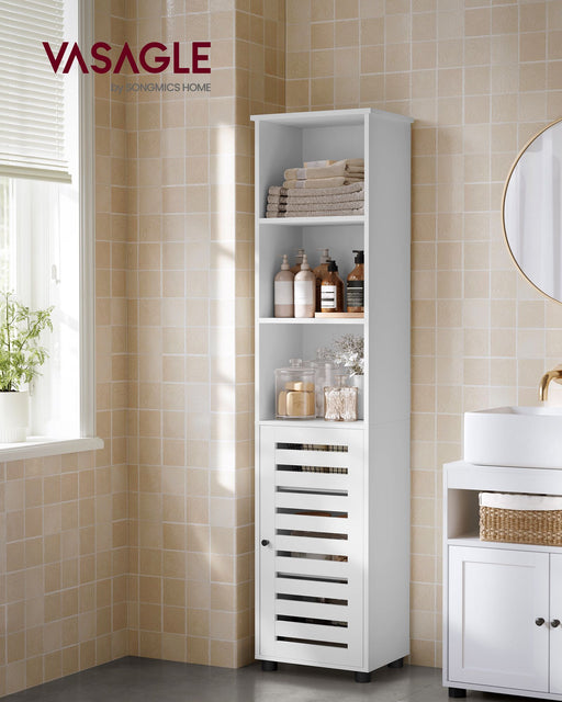 Cloud White Bathroom Floor Cabinet with Open Shelves for Storage and Organisation by Vasagle