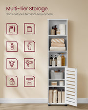 Cloud White Bathroom Floor Cabinet with Open Shelves for Storage and Organisation by Vasagle