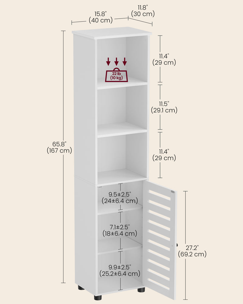 Cloud White Bathroom Floor Cabinet with Open Shelves for Storage and Organisation by Vasagle