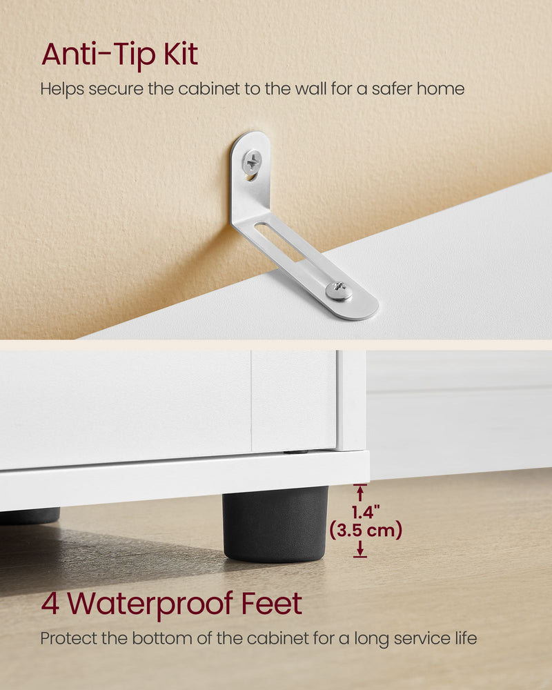 Cloud White Bathroom Floor Cabinet with Open Shelves for Storage and Organisation by Vasagle