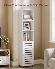 Cloud White Bathroom Floor Cabinet with Open Shelves for Storage and Organisation by Vasagle